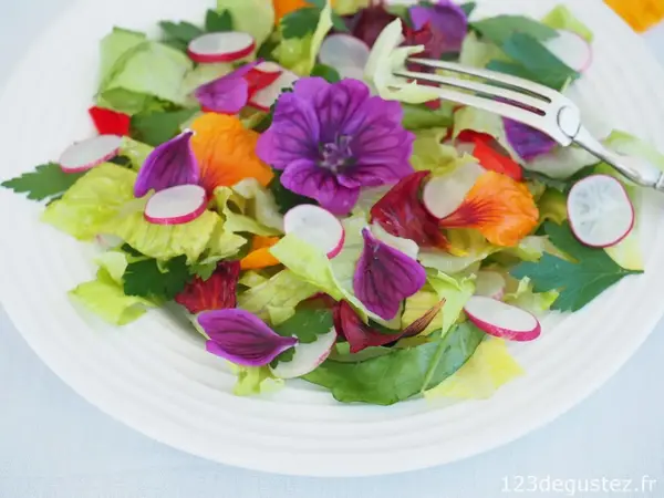 Salade de fleurs comestibles